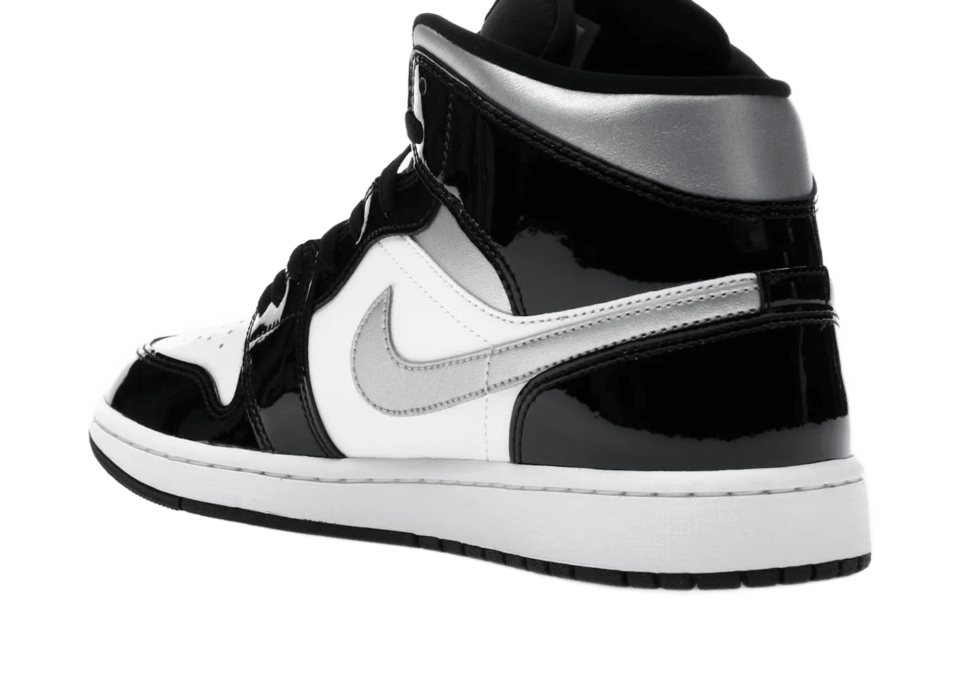 Nike Air Jordan 1 Mid SE Patent Black White Metallic Silver Metallic Gold - HV0789-010